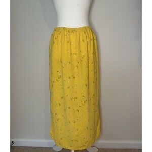 Vintage Russ Berens Skirt Linen Blend Yellow Sz M Cottage #1154